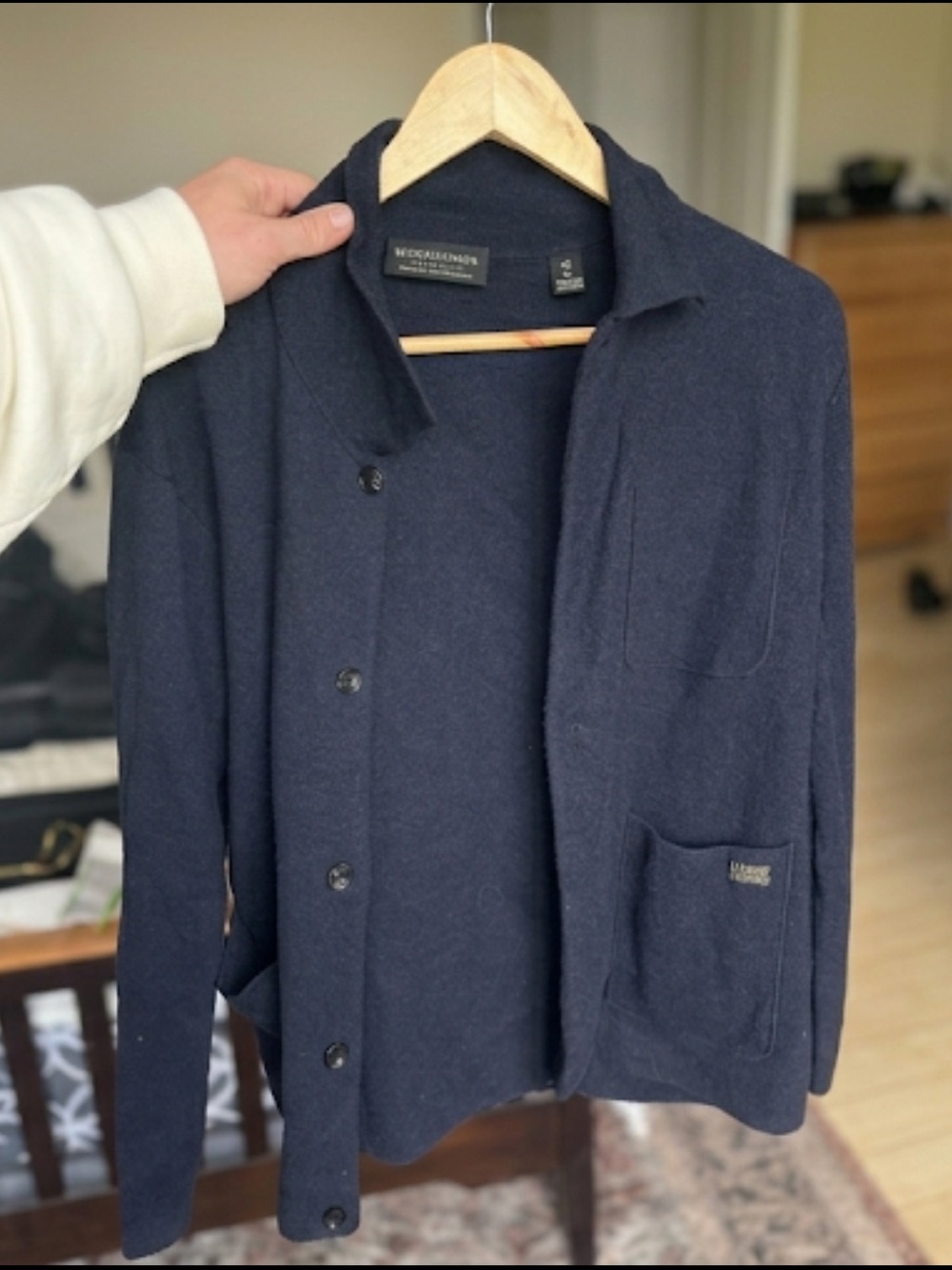 Scotch and soda Amsterdam Wool Blend Navy Button-Up Cardigan